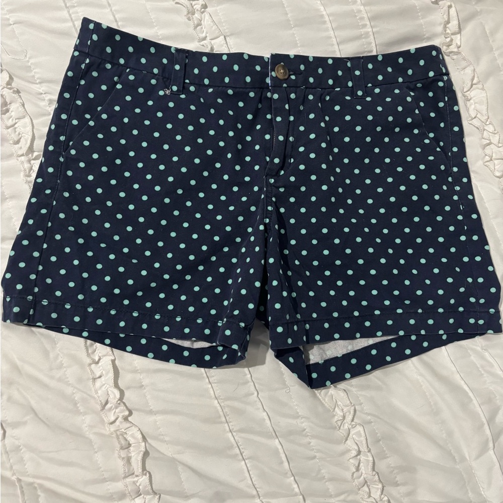 Merona Women's Navy Blue Teal Polka Dots Chino Shorts  Size 12